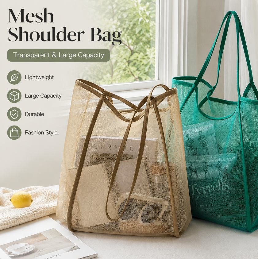 Tote Bag Beach - Bolsa de praia em malha leve,