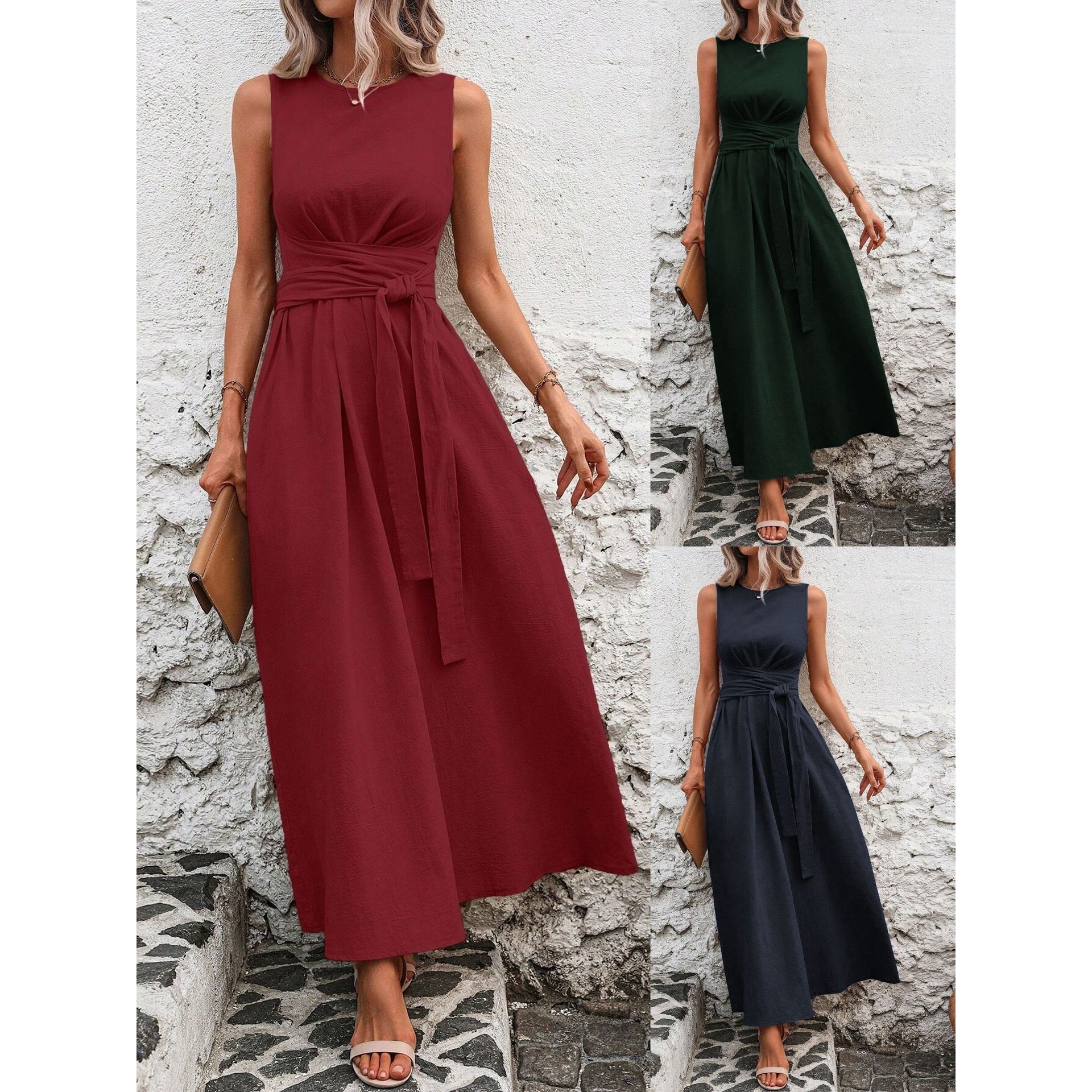 Linen Dress Wrap - Vestido Longo Feminino Elegante de Seda