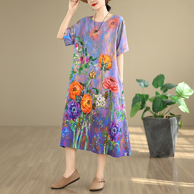 Midi Skirt Floral - Vestido Midi Feminino de Algodão e