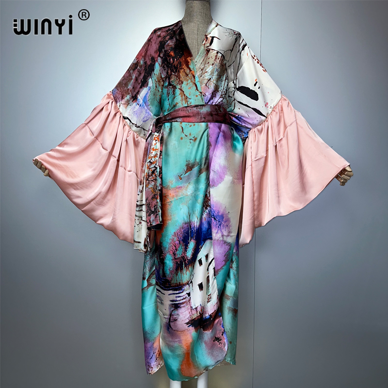 Cover Up Kaftan - Winyi verão quimono vestido de festa