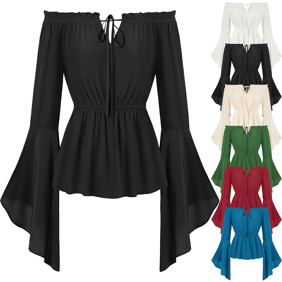 Blouse Off Shoulder - Blusa Medieval Off Shoulder para Mulheres,