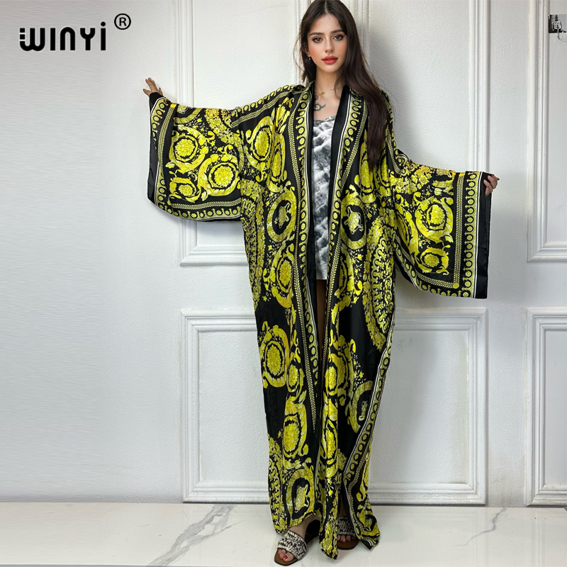 Cover Up Kaftan - WINYI-Quimonos africanos de impressão boho para
