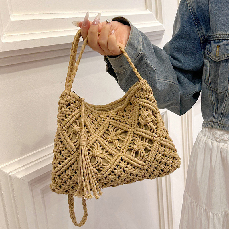 Crochet Bag Raffia - Moda tecido oco para fora sacos