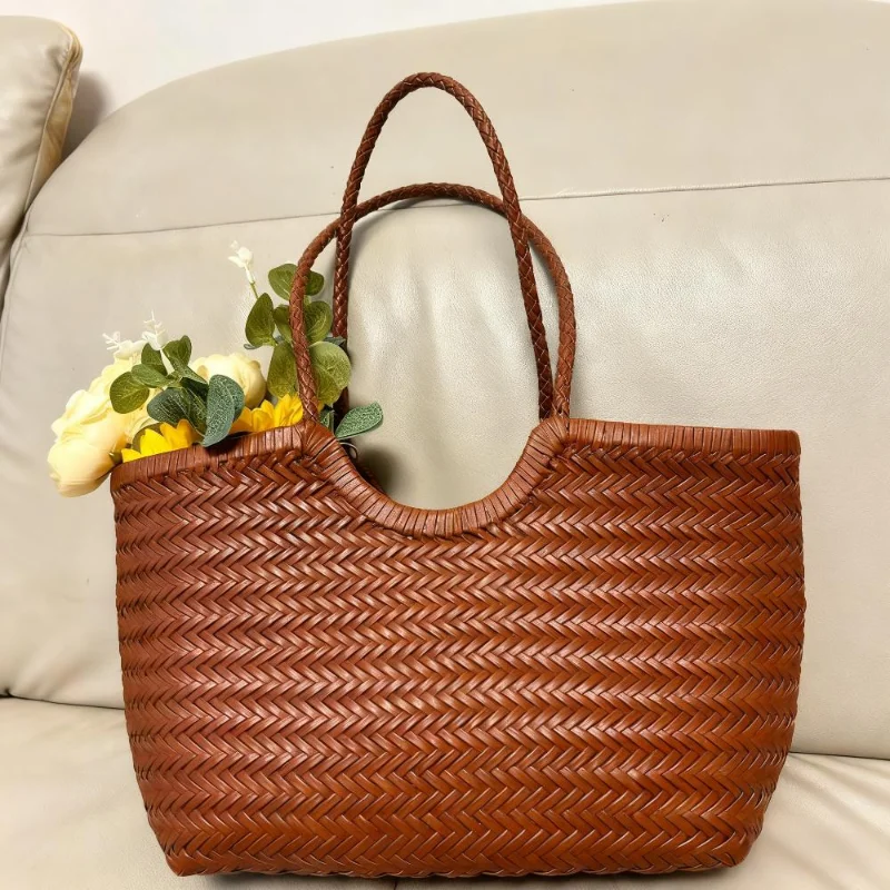 Crochet Bag Raffia - Marca mão-tecido sacola francês couro genuíno
