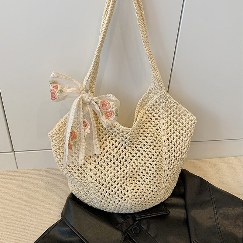 Crochet Bag Raffia - Bolsa Tote Feminina de Verão com