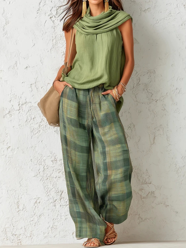 Linen Pant Wide - Novo Conjunto de Calças Femininas de