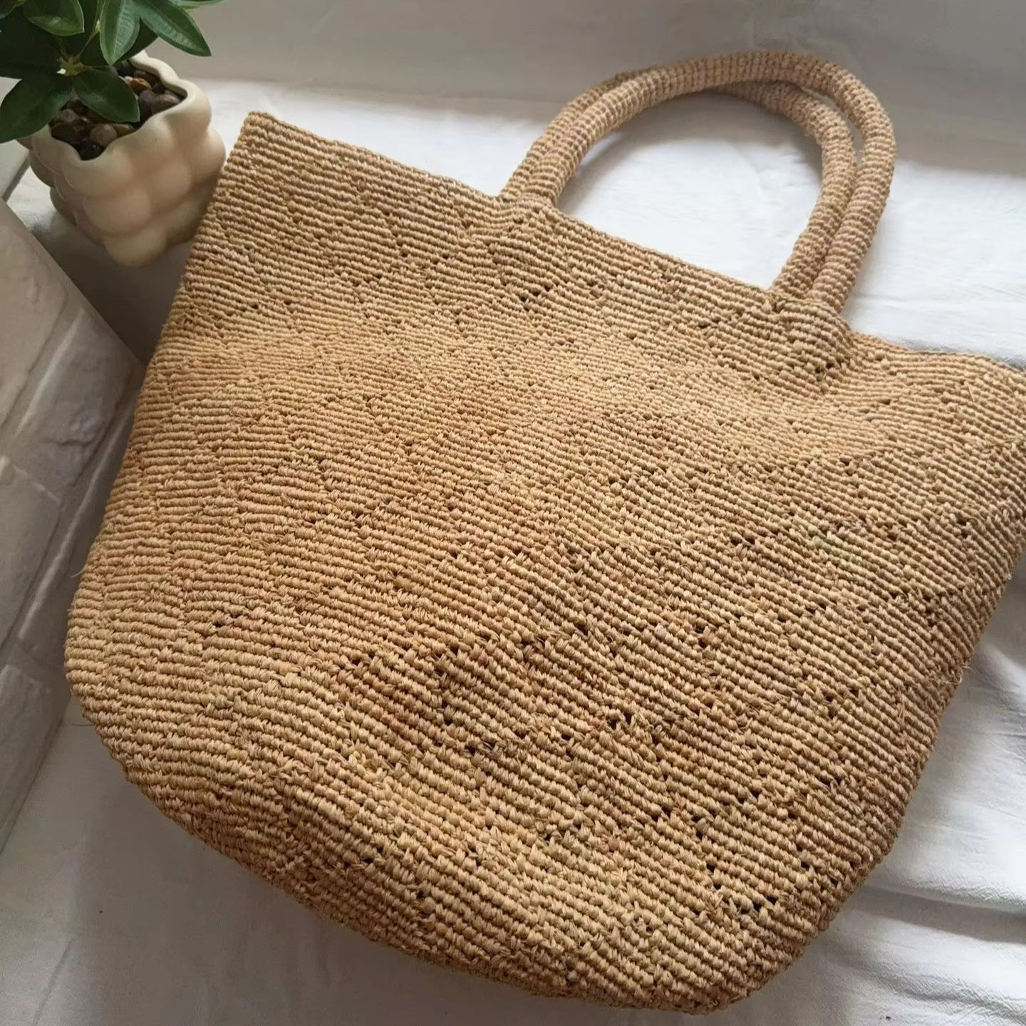 Crochet Bag Raffia - Bolsa de Praia Feminina de Crochê