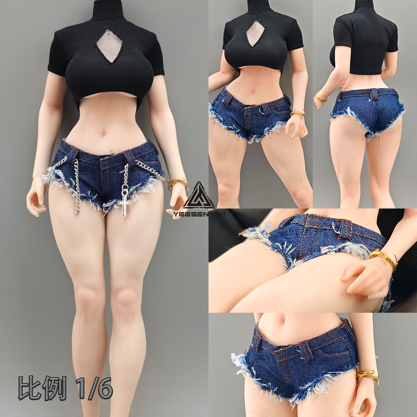 Shorts Denim Frayed - Shorts Mini de Jeans Desgastado Escala