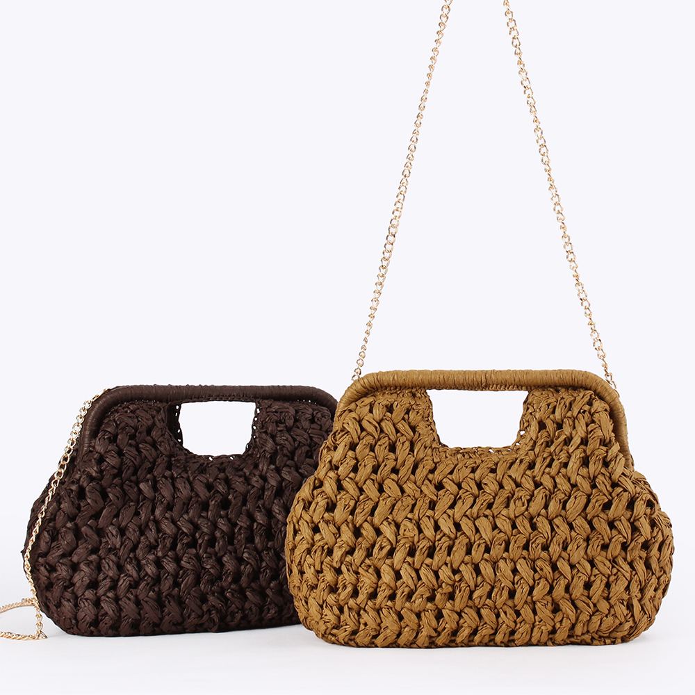 Crochet Bag Raffia - Bolsa de Ombro de Palha Elegante