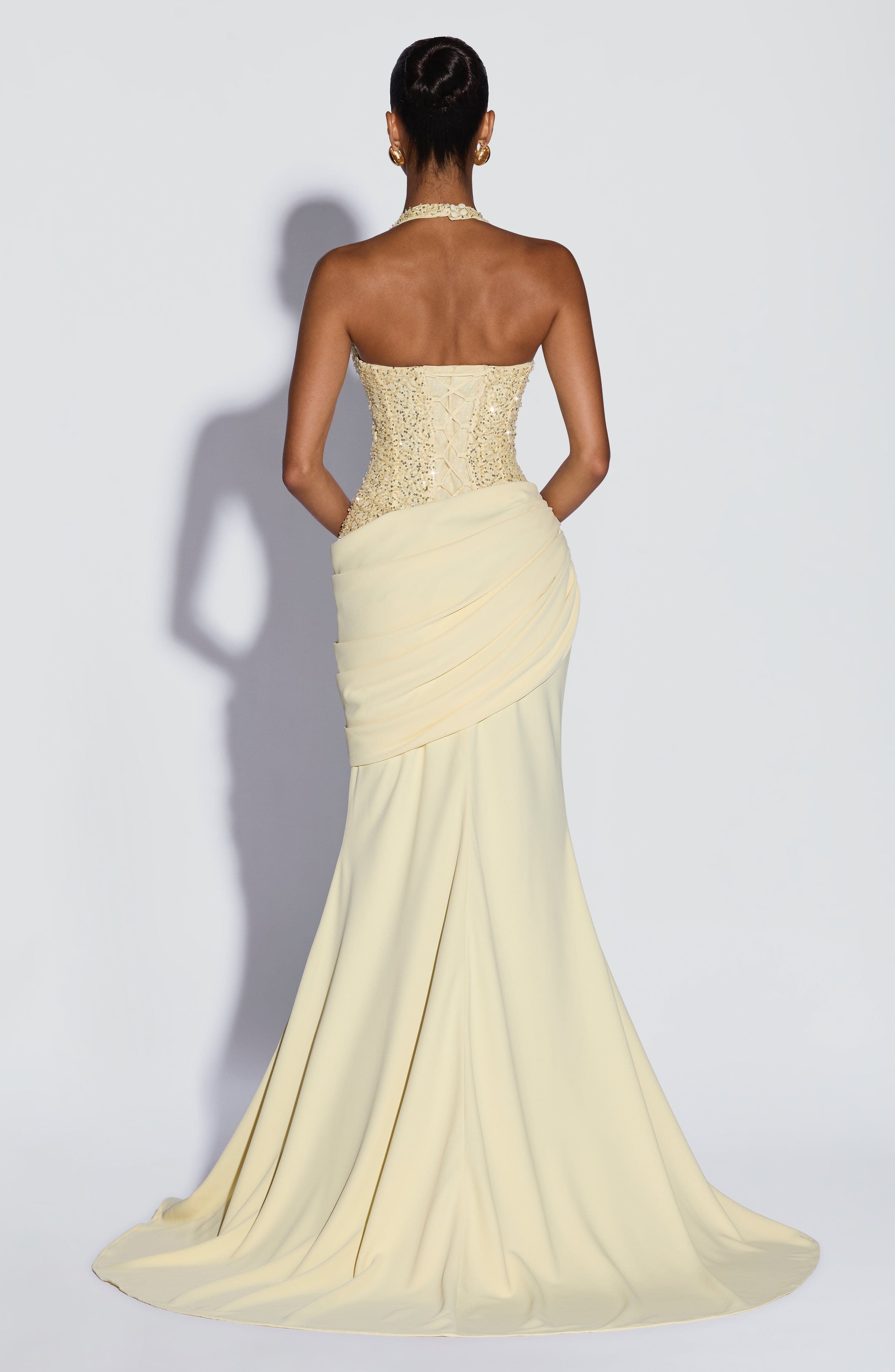 Maxi Dress Halter - Vestido Longo Sereia Luxuoso com Decote