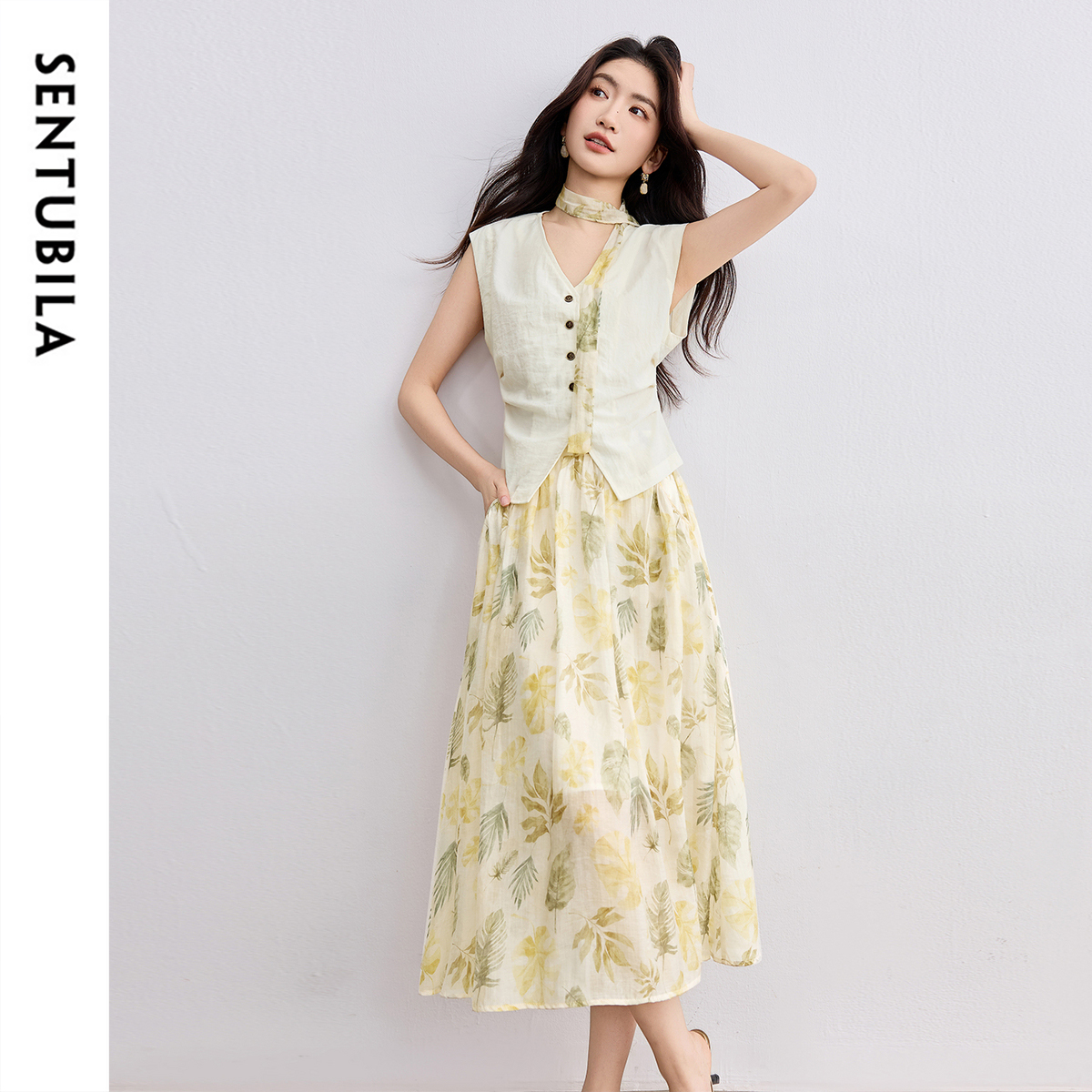 Midi Skirt Floral - Sentubila saia elegante conjunto de férias