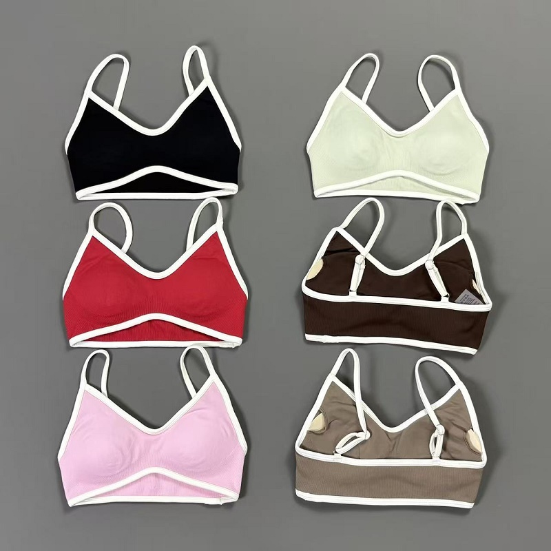 Crop Top Crochet - Sutiã Esportivo Feminino Contrastline com Decote