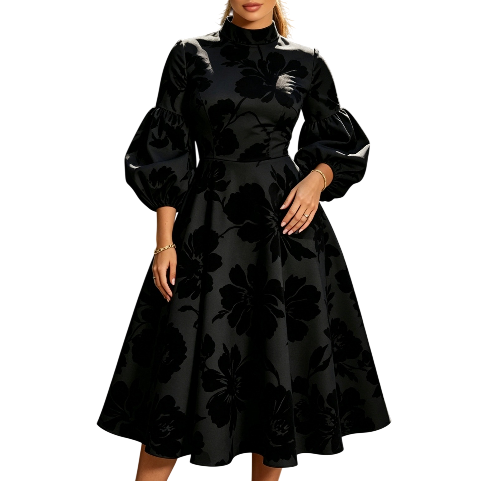 Midi Skirt Floral - Vestido Midi Floral Formal para Mulheres