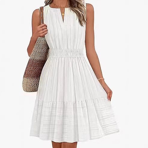 Linen Dress Wrap - Vestido Sem Mangas para Mulheres Primavera