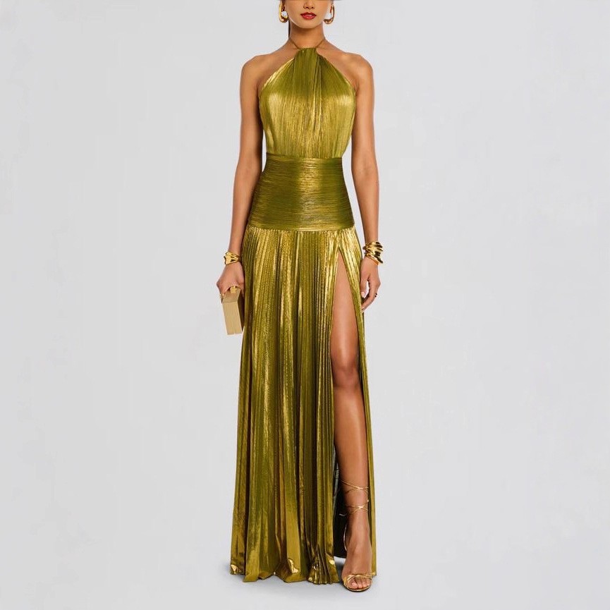 Maxi Dress Halter - Vestido de Festa Elegante Sem Mangas,