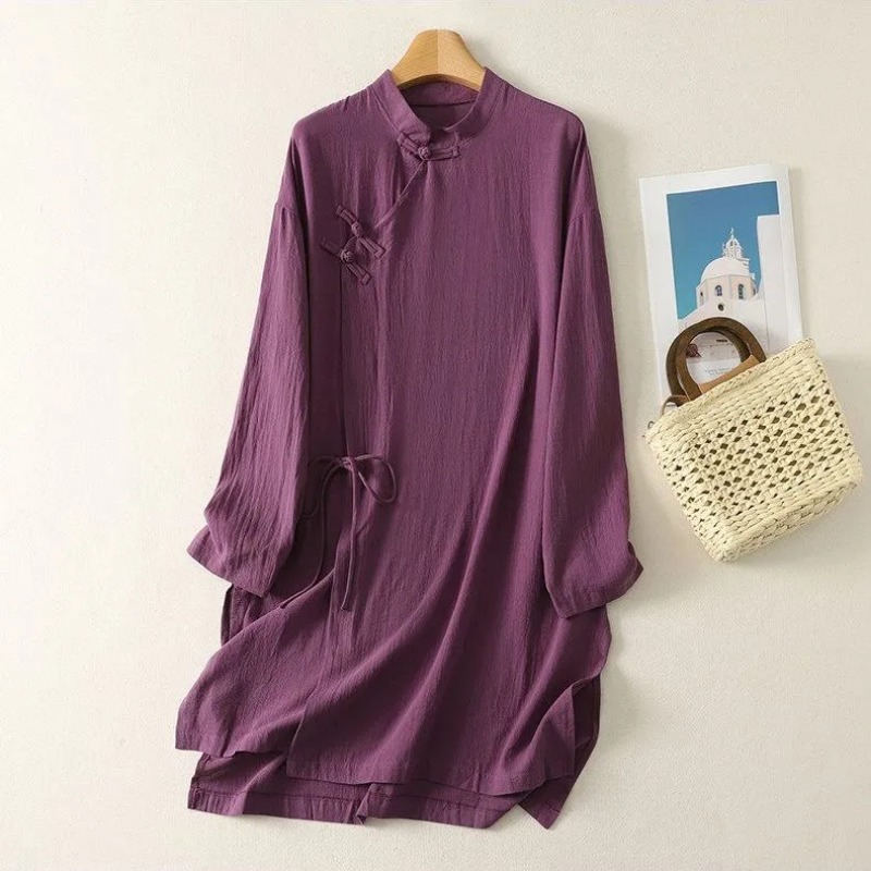 Linen Dress Wrap - Vestido Túnica Feminino de Linho Estilo