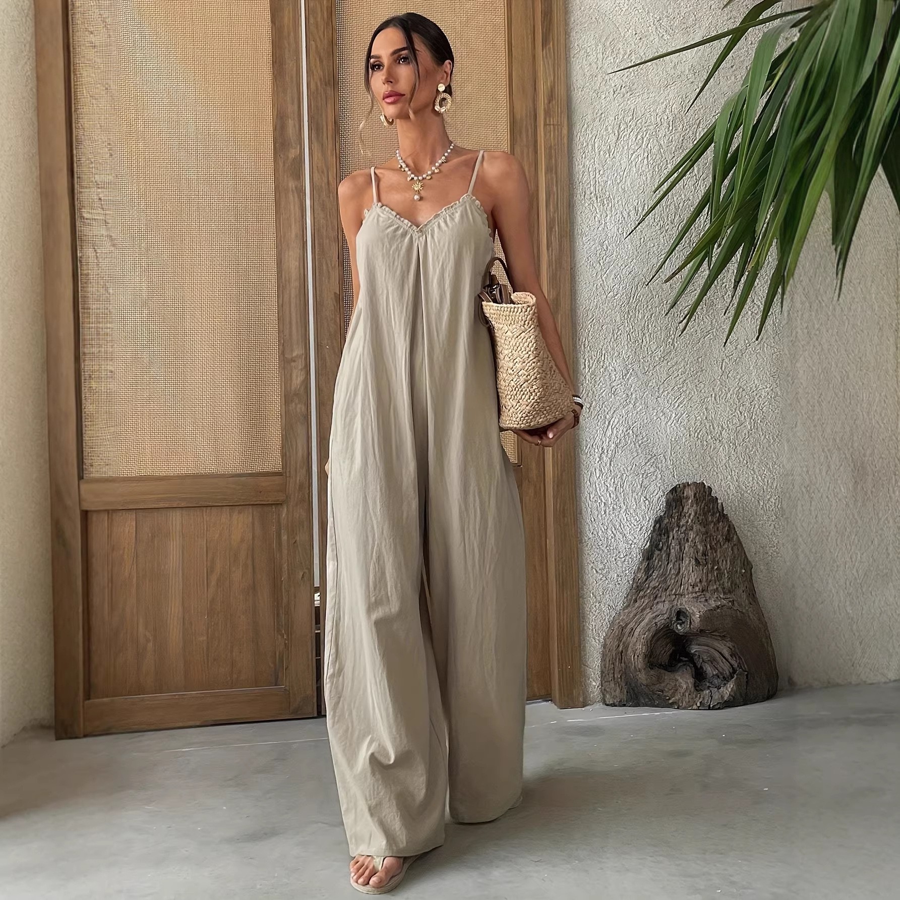 Jumpsuit Linen Relaxed - Macacão Feminino de Verão Sem Mangas