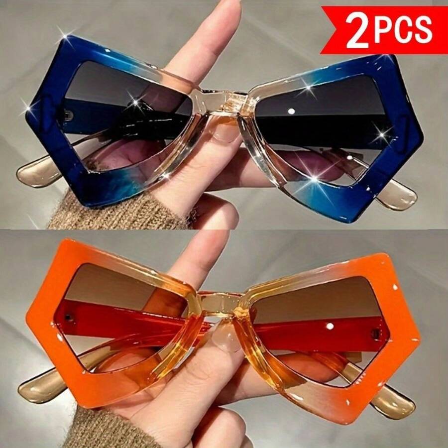 Sunglasses Cat Eye - Conjunto de duas peças, cores irregulares,