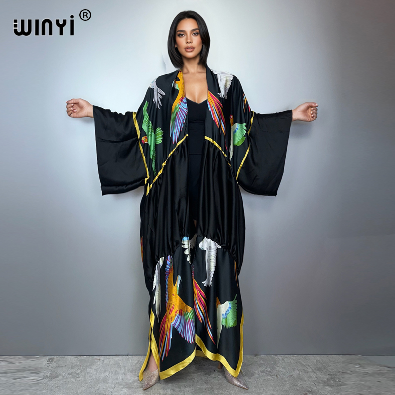 Cover Up Kaftan - Winyi impressão boho quimono maxi beach