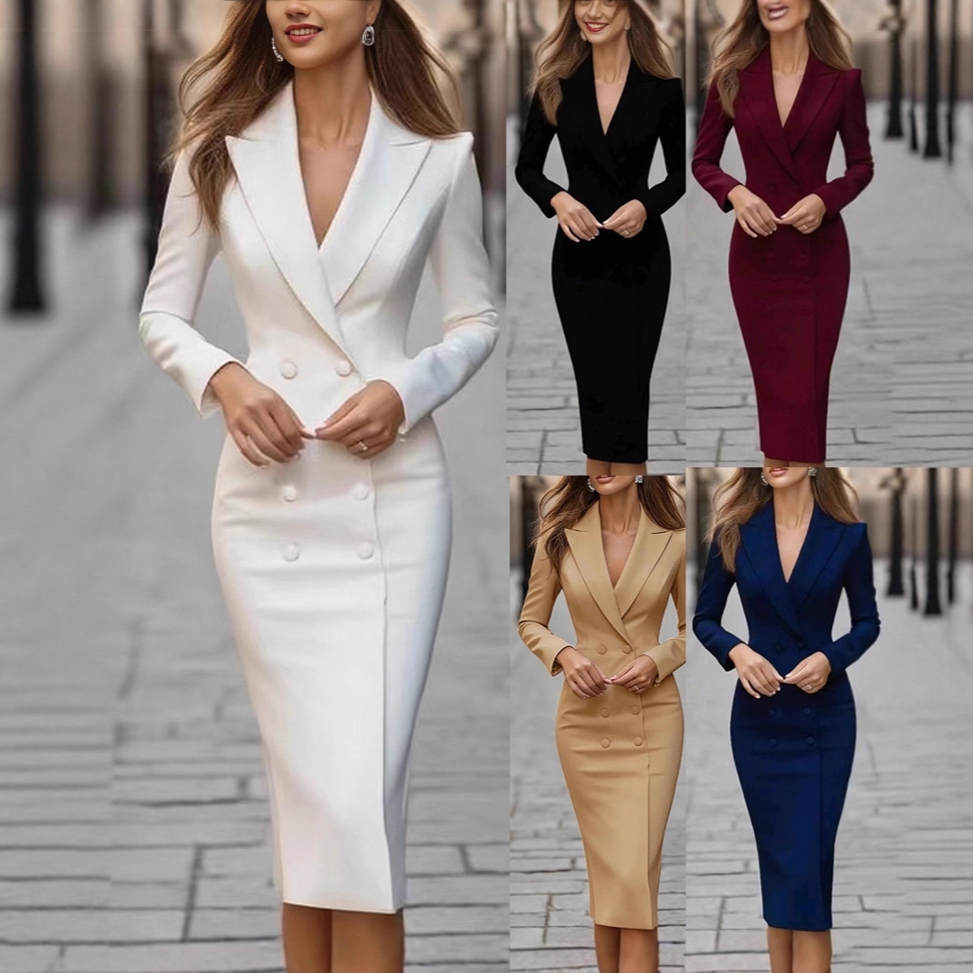 Linen Dress Wrap - Vestido de Festa Slim de Cor