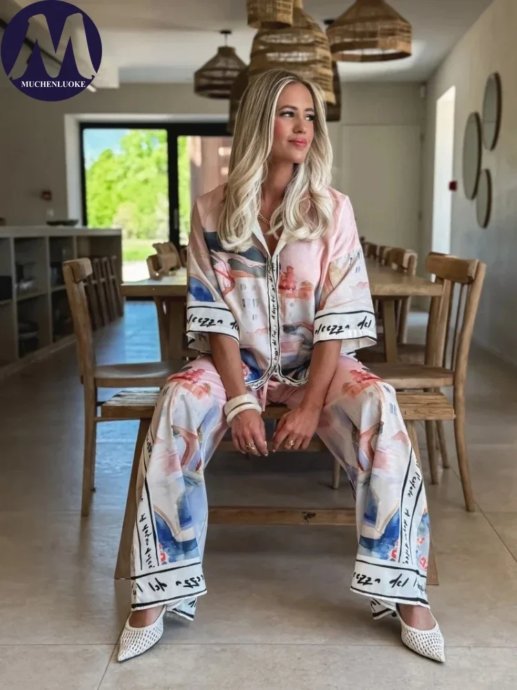 Linen Pant Wide - 2 peças conjunto para mulher verão
