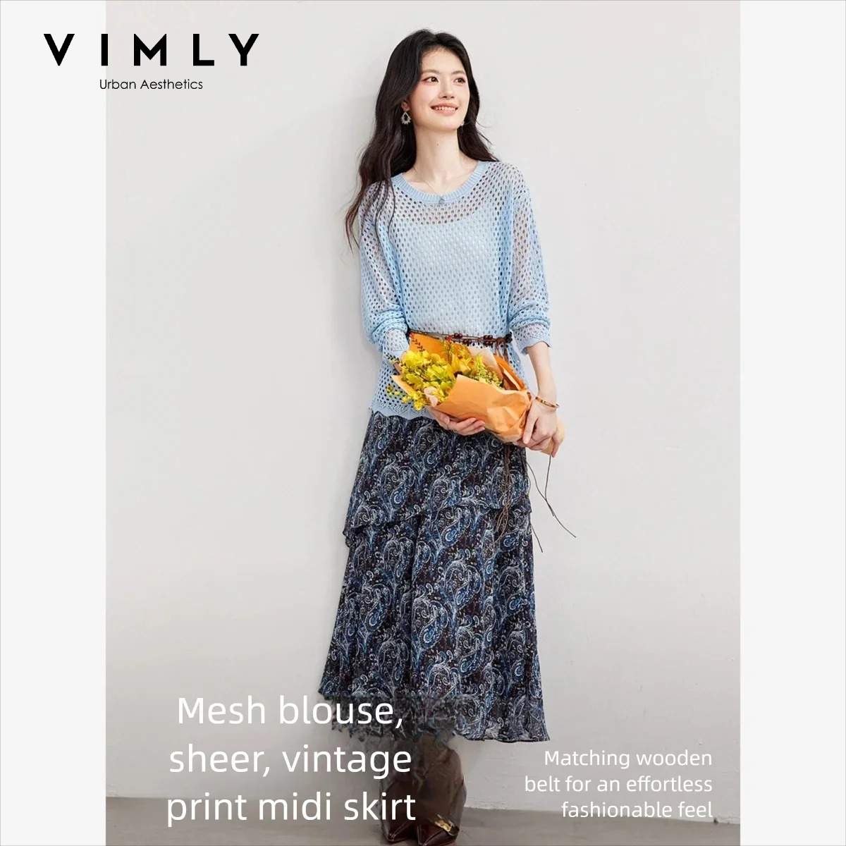 Midi Skirt Floral - Conjunto Feminino VIMLY de Duas Peças