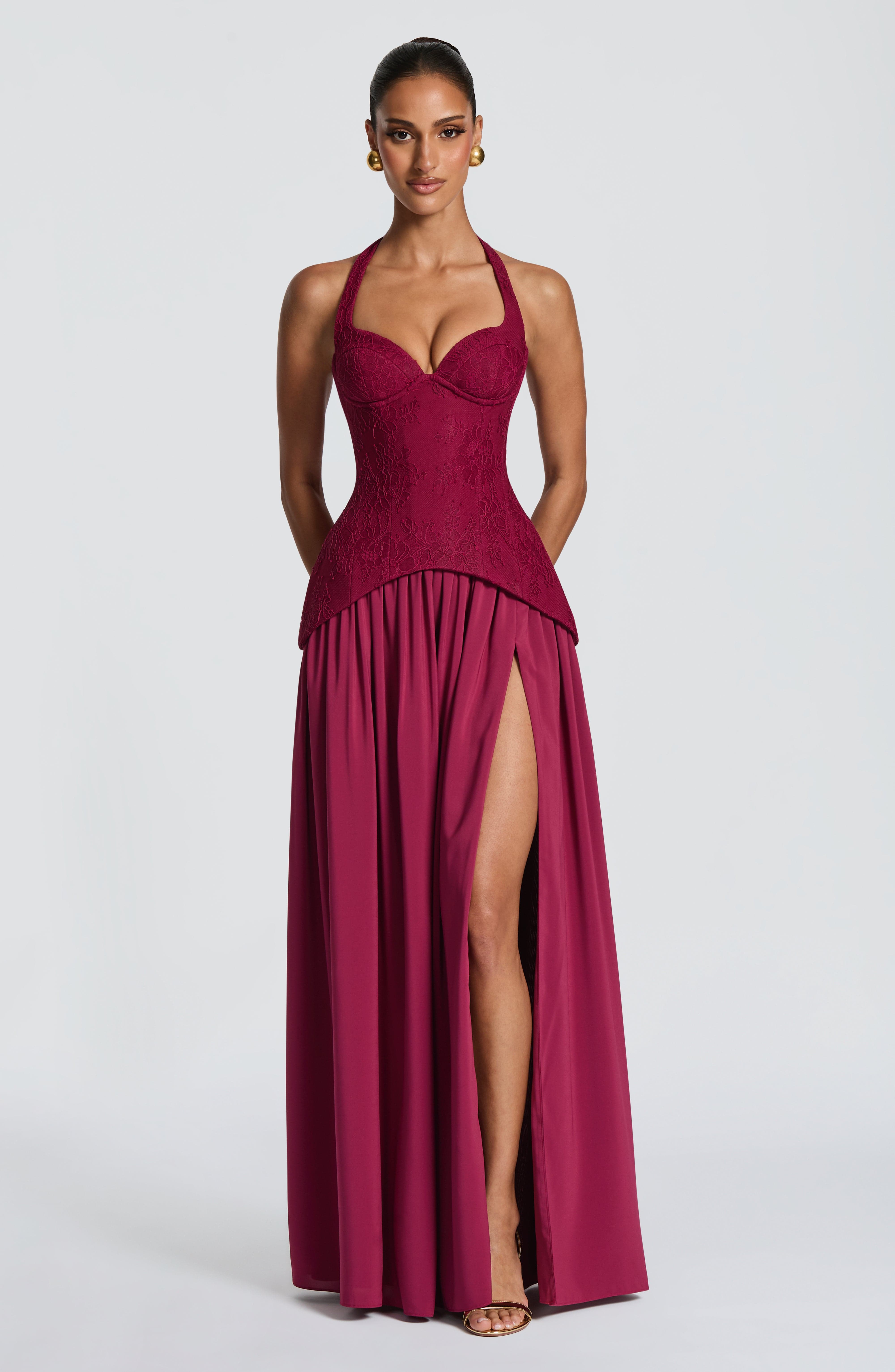 Maxi Dress Halter - Vestido Longo de Renda Sem Costas