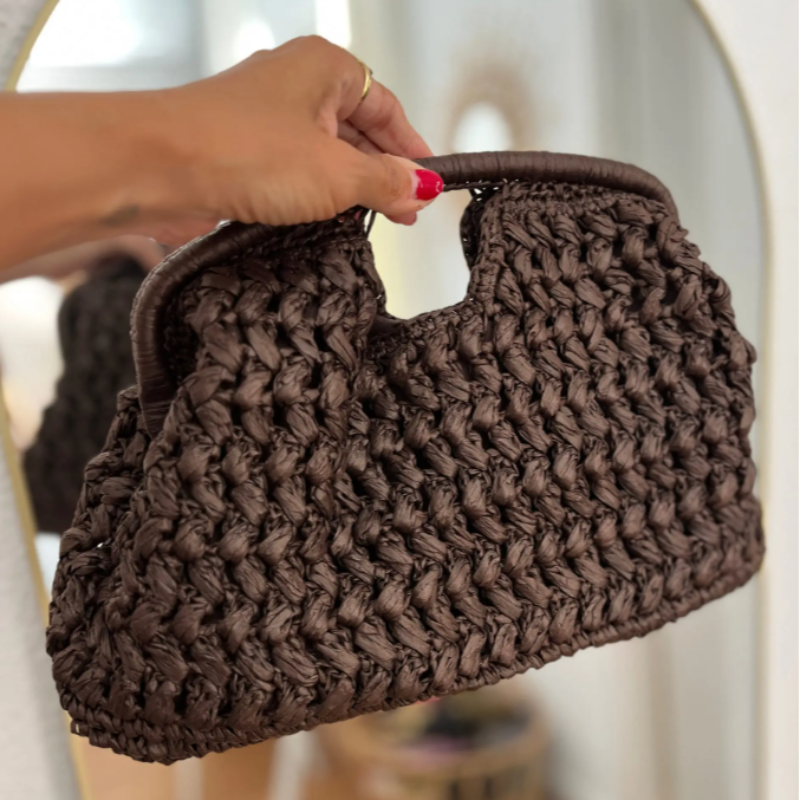 Crochet Bag Raffia - Marca tecido saco de embreagem luxo