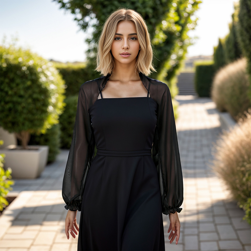 Blouse Off Shoulder - Xale de chiffon de cor sólida,