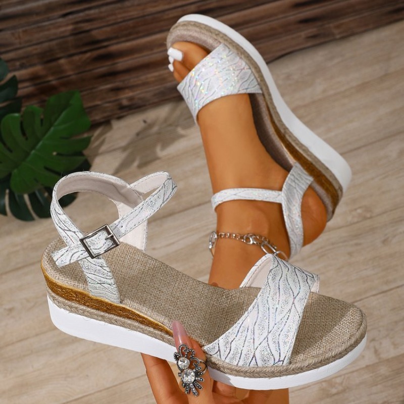 Wedge Espadrille Women - Sandálias Anabela Femininas Brancas com Salto