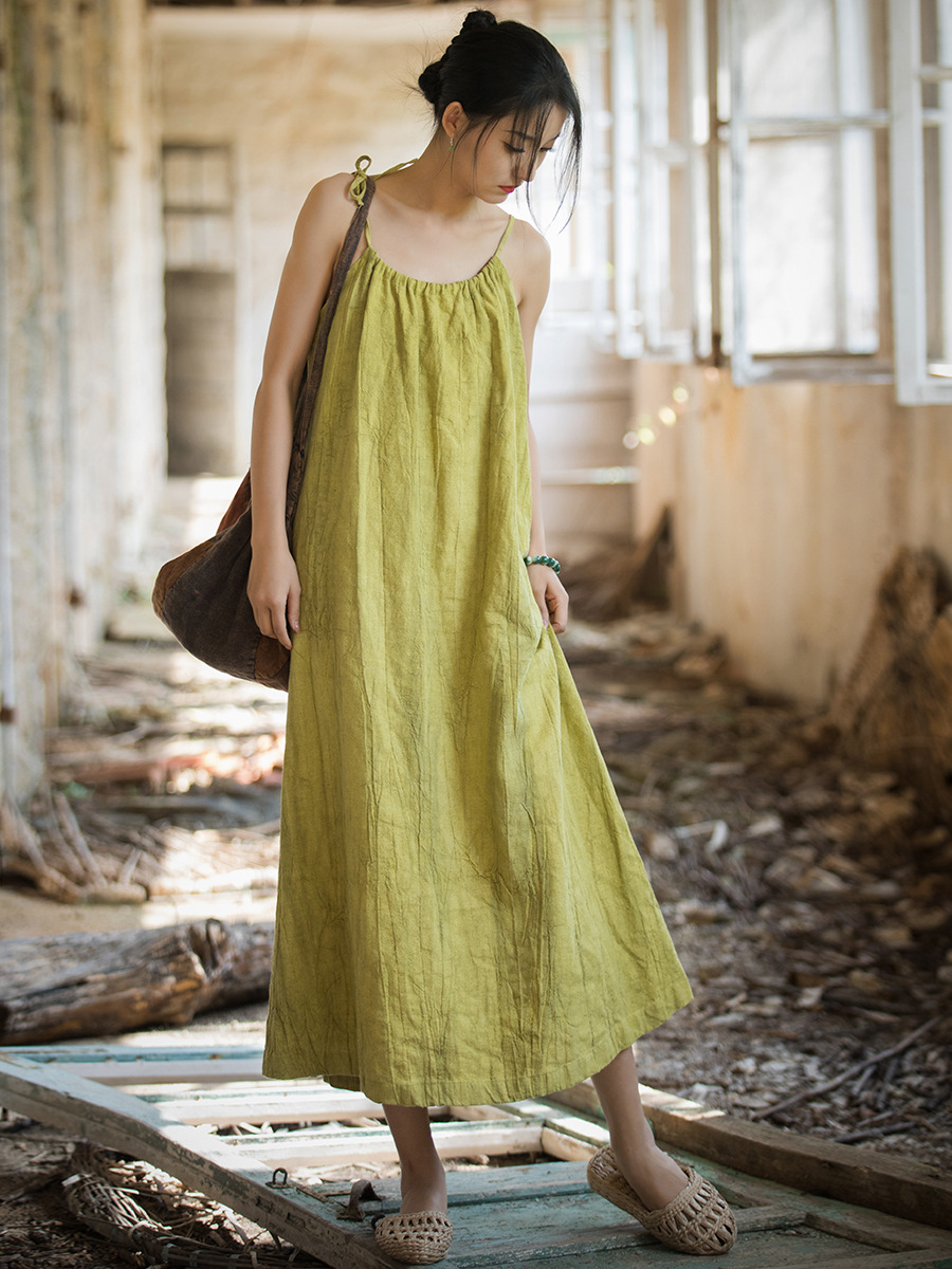 Novo Vestido Feminino de Linho - Linen Dress Wrap avaliação e preço