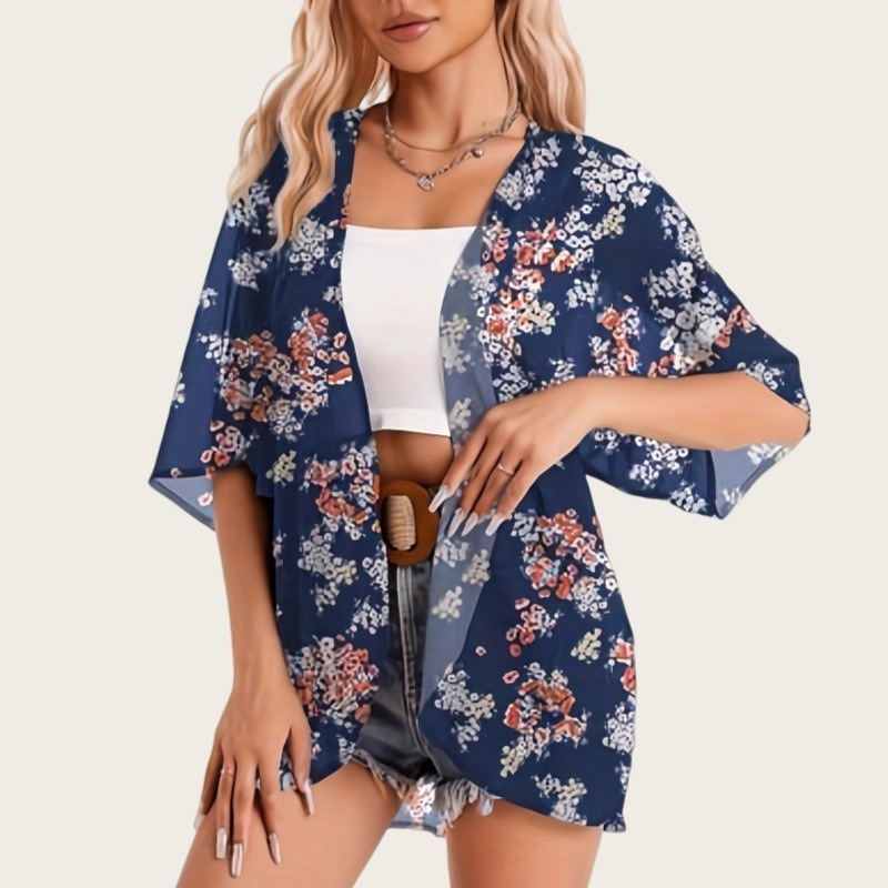 Maiô mulher 2025 quimono cardi - Kimono Sheer Floral avaliação e preço