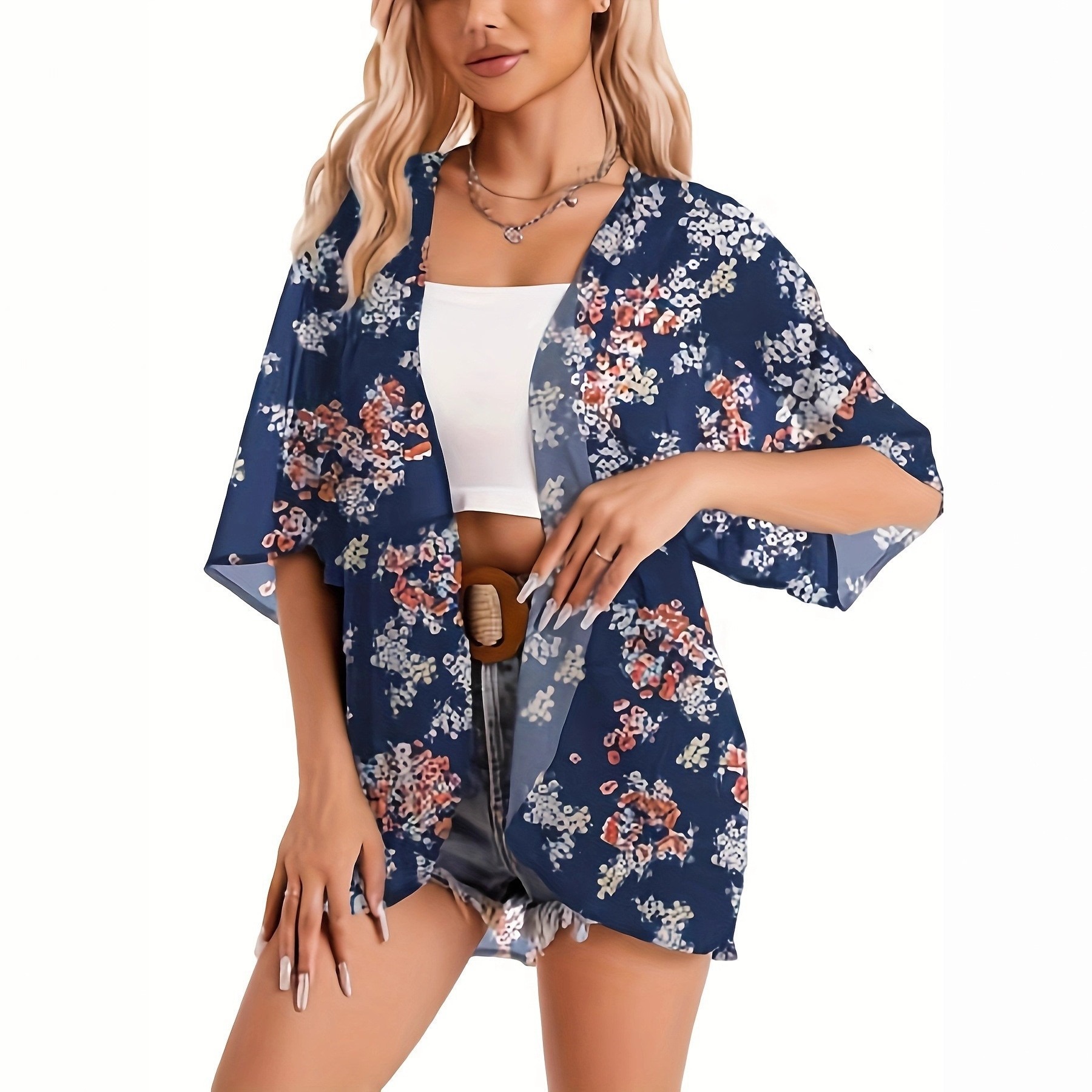 Maiô mulher 2025 quimono cardi - Kimono Sheer Floral avaliação e preço