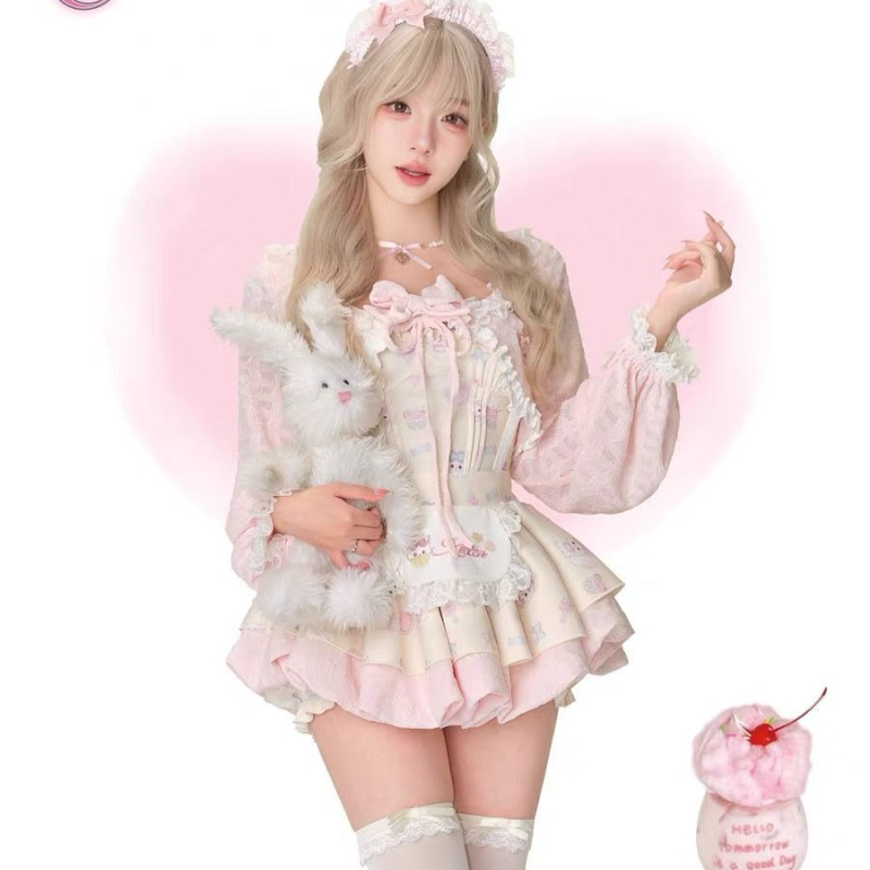 Japonês doce lolita estilo 3 p - Crop Top Crochet avaliação e preço