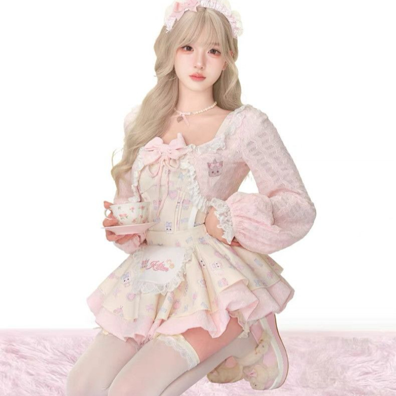 Japonês doce lolita estilo 3 p - Crop Top Crochet avaliação e preço
