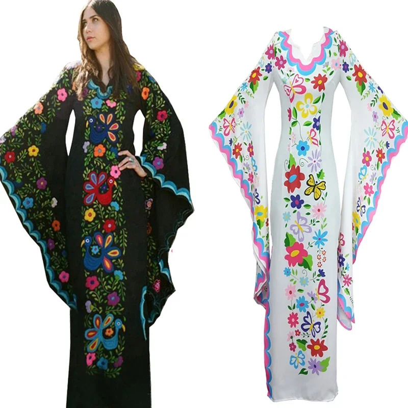 Traje de cosplay medieval vint - Romper Floral Print avaliação e preço