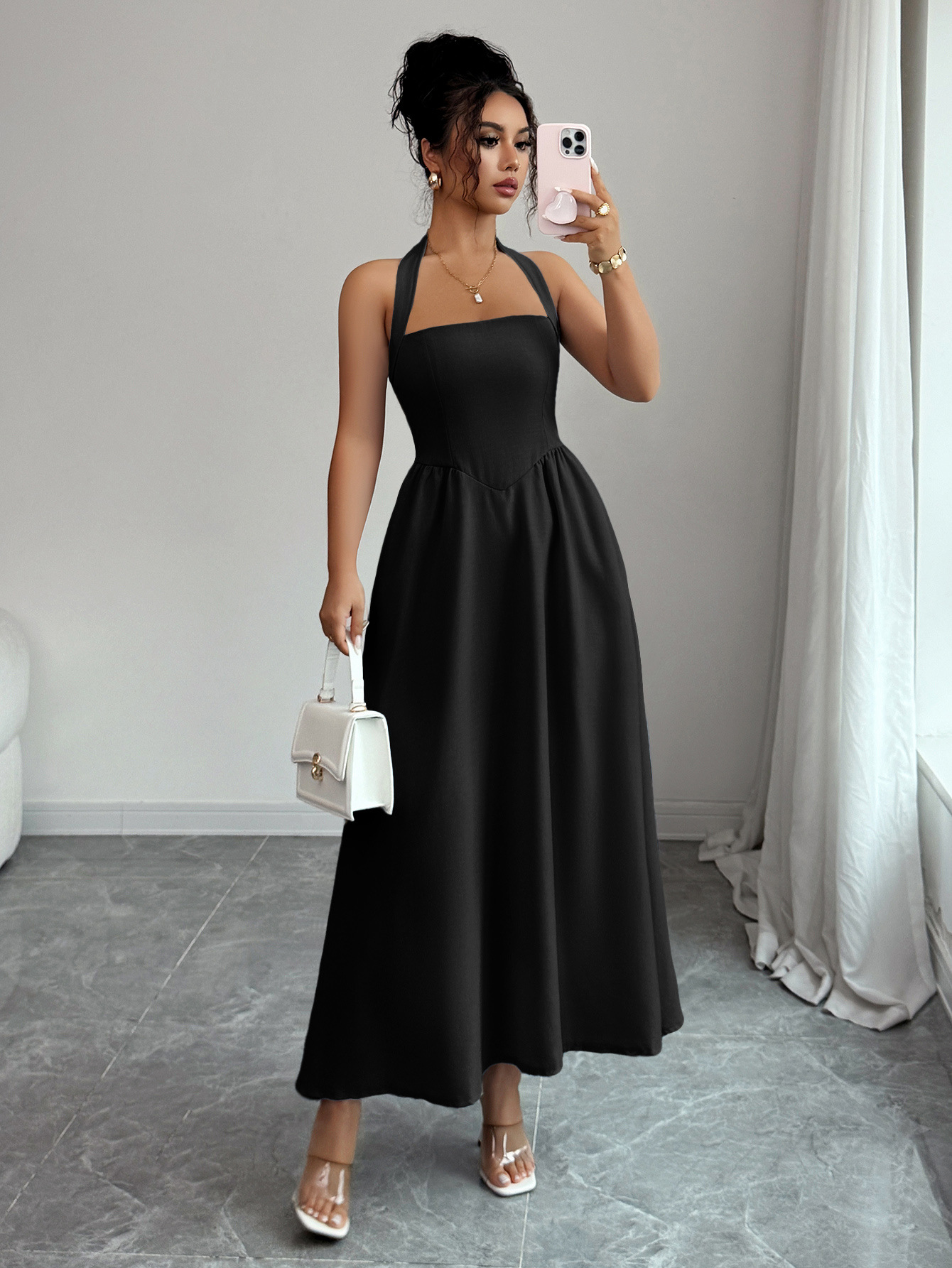 Vestido Feminino em 5 Cores, V - Maxi Dress Halter avaliação e preço