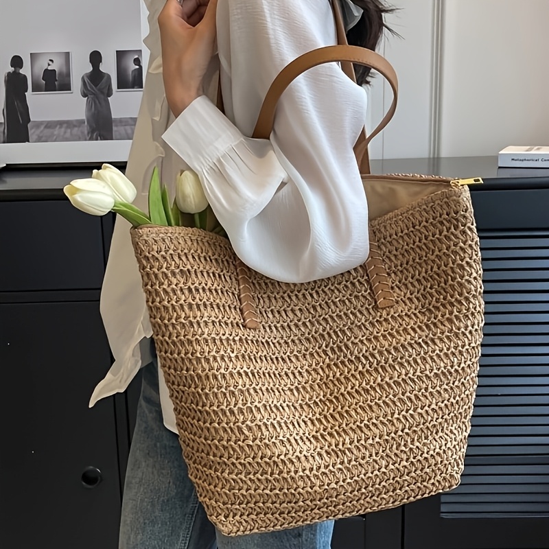 Bolsa feminina elegante e vers - Crochet Bag Raffia avaliação e preço