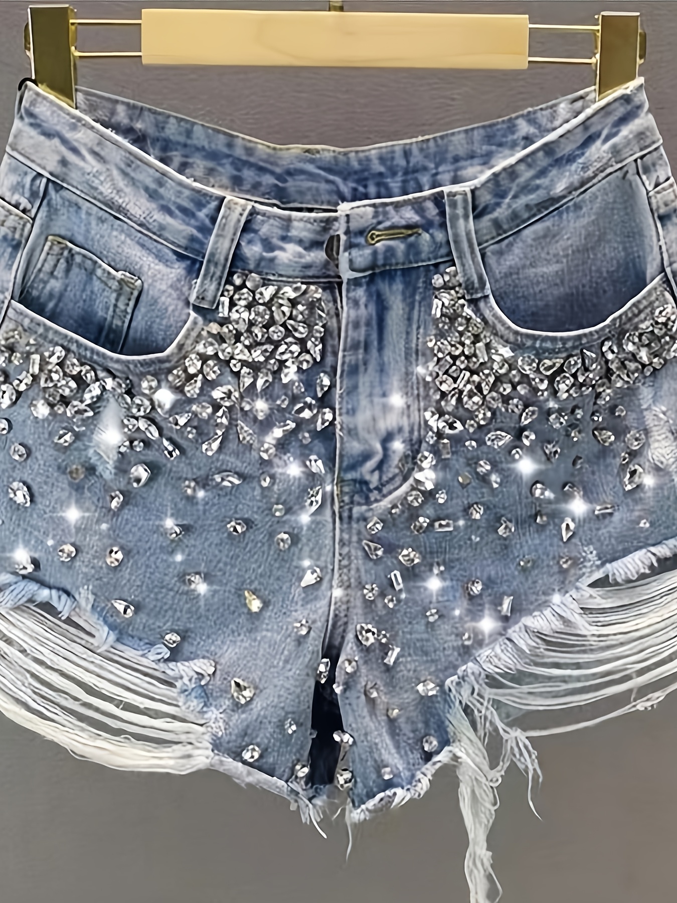Shorts Jeans Rasgados com Stra - Shorts Denim Frayed avaliação e preço