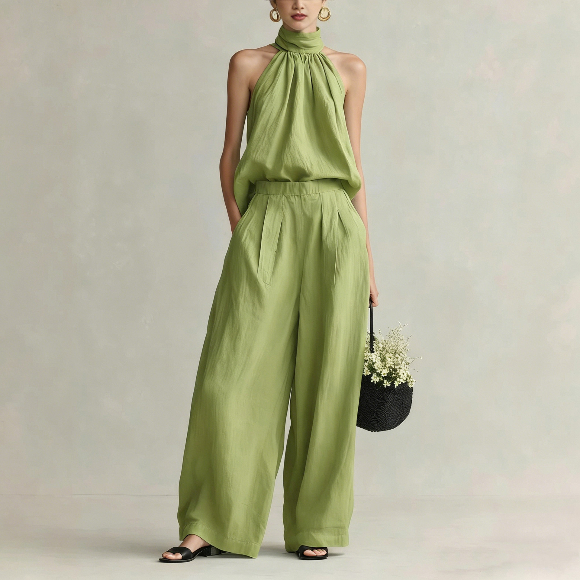 Conjunto Feminino de Verão 202 - Linen Pant Wide avaliação e preço