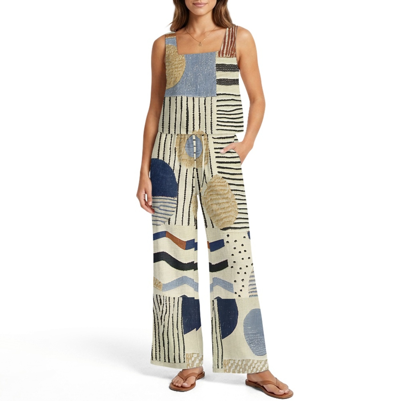INSTANTARTS Conjunto de colete - Linen Pant Wide avaliação e preço