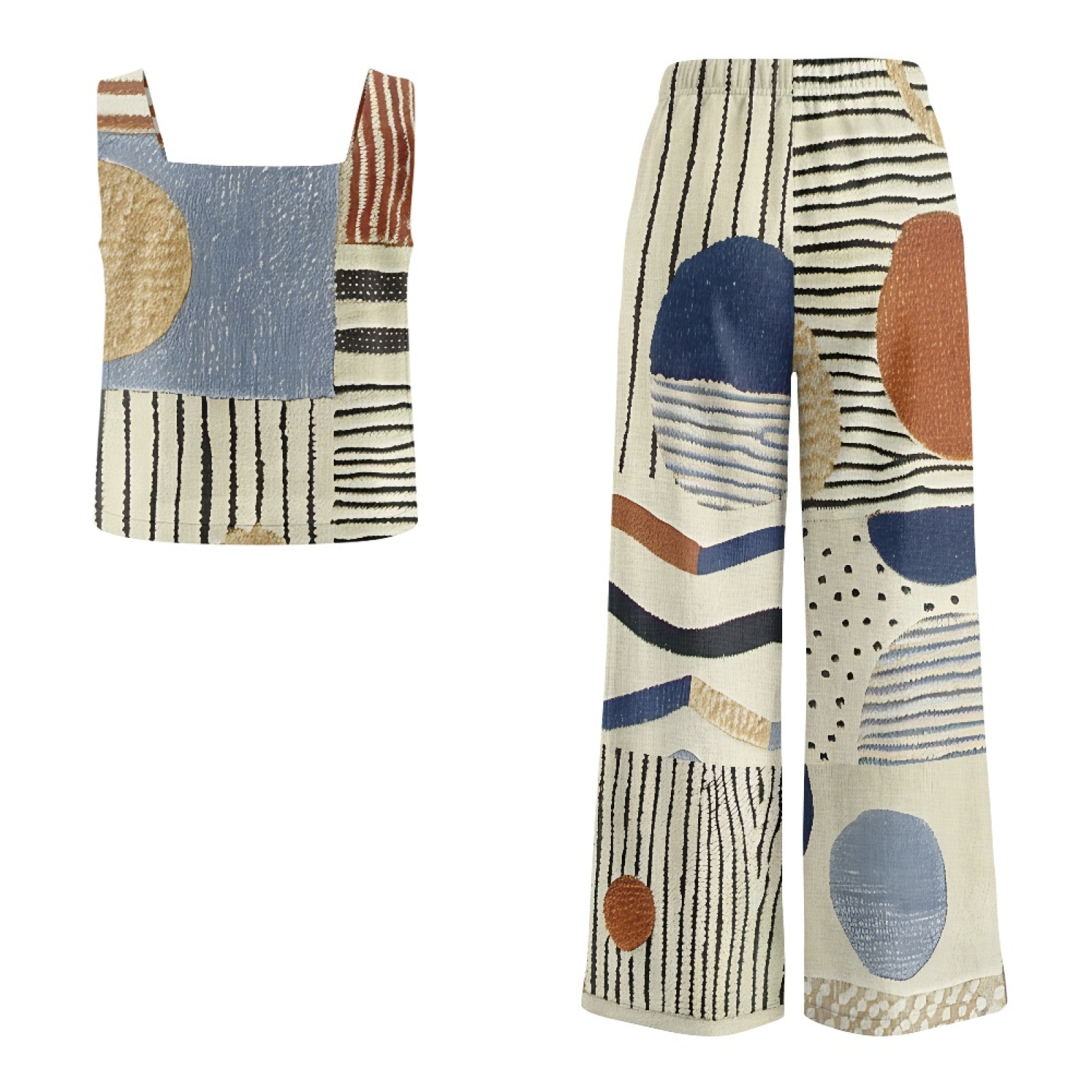INSTANTARTS Conjunto de colete - Linen Pant Wide avaliação e preço