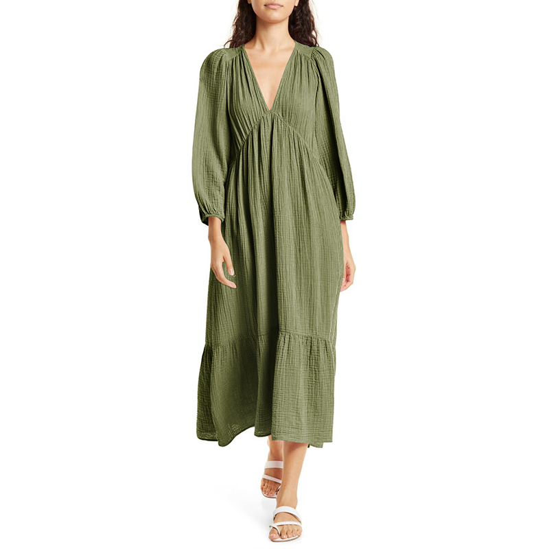Musselina vestido para as mulh - Linen Dress Wrap avaliação e preço