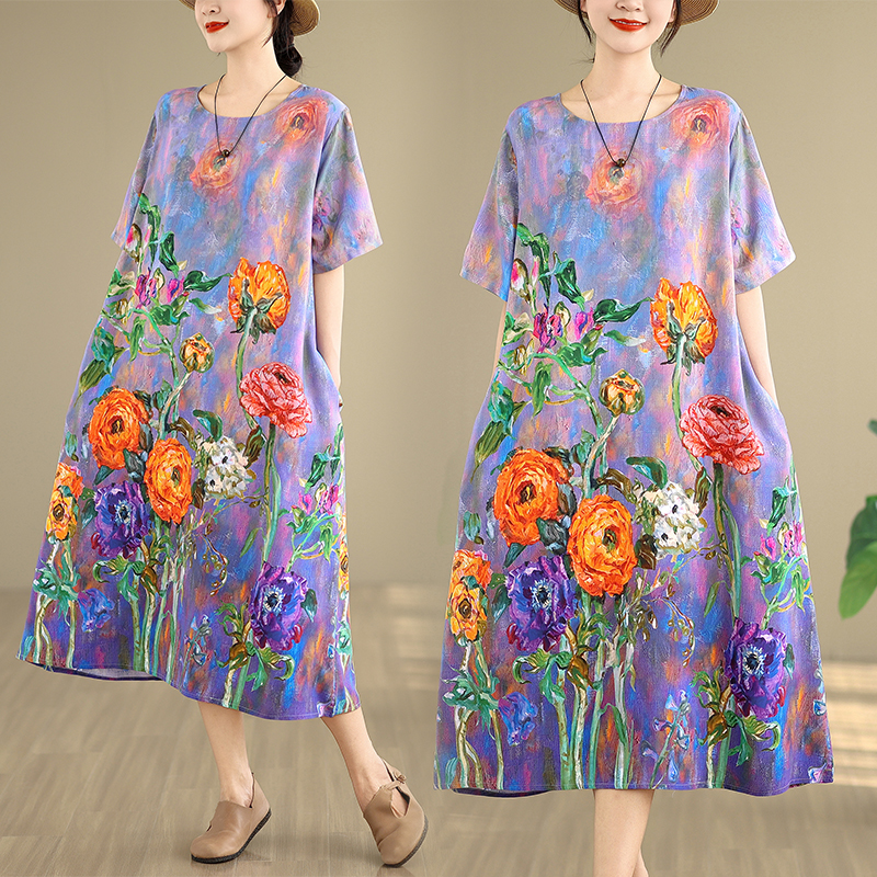 Vestido Midi Feminino de Algod - Midi Skirt Floral avaliação e preço