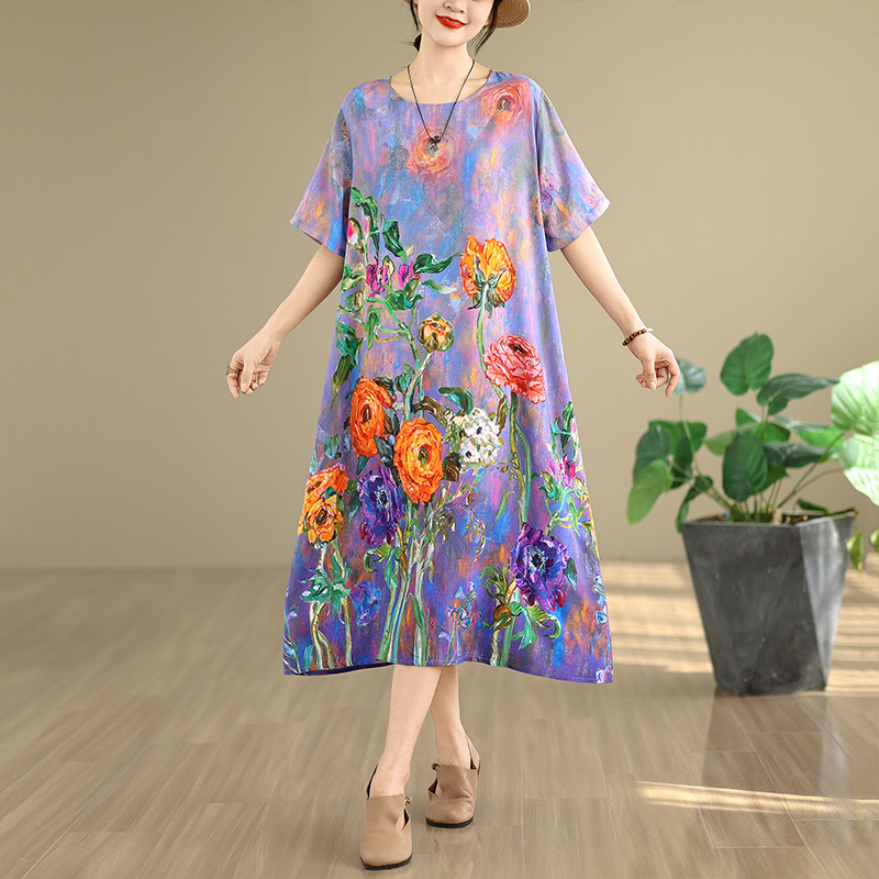 Vestido Midi Feminino de Algod - Midi Skirt Floral avaliação e preço