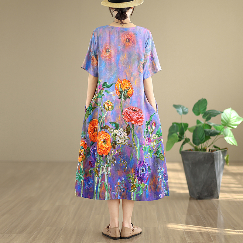 Vestido Midi Feminino de Algod - Midi Skirt Floral avaliação e preço