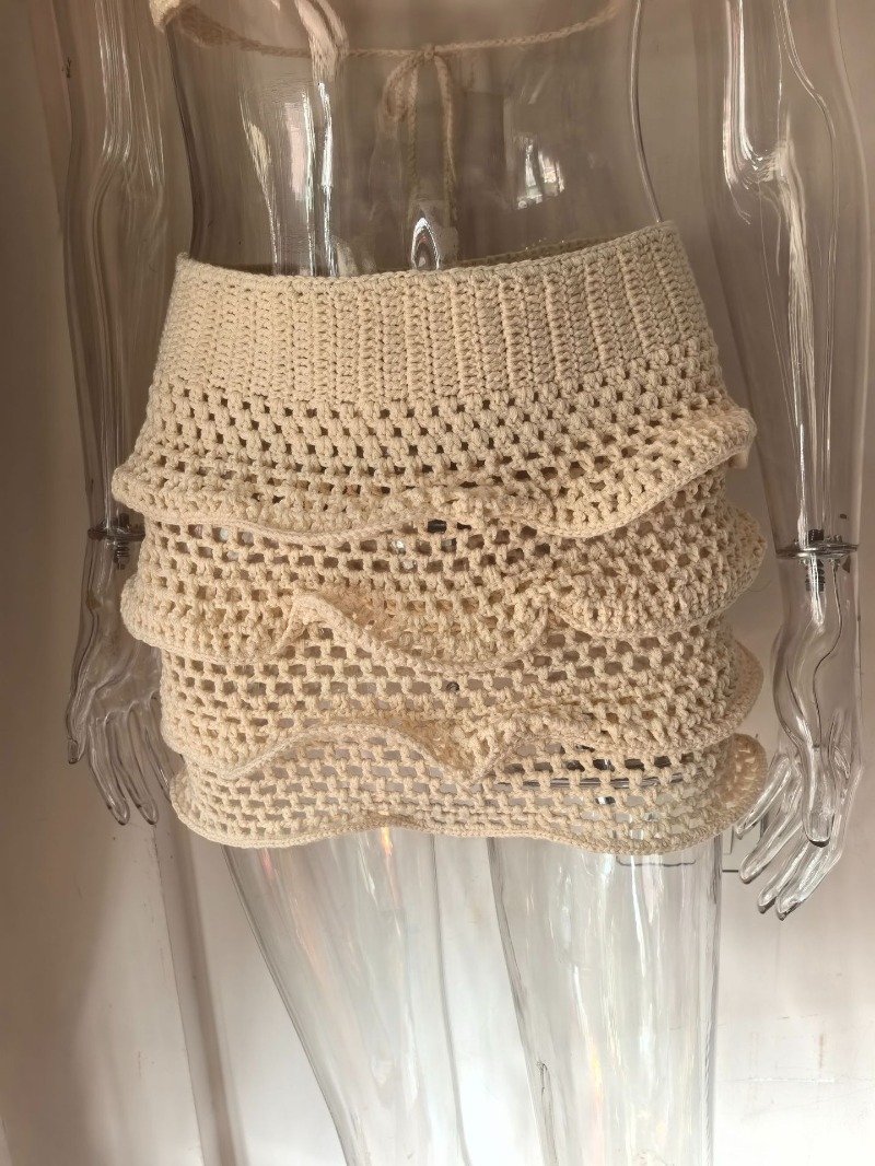 Conjunto de 2 peças feminino d - Crop Top Crochet avaliação e preço