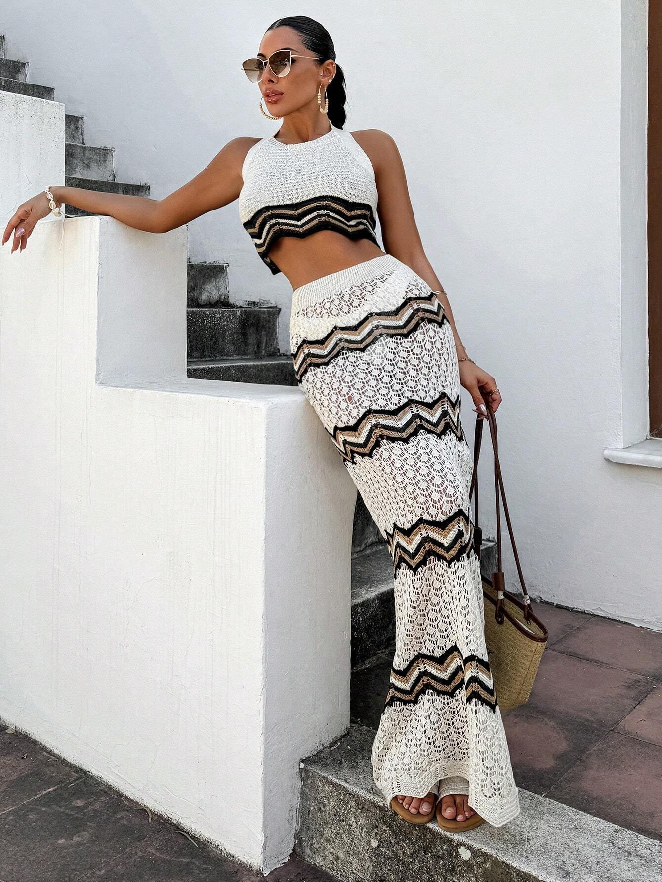 Conjunto de 2 Peças para Mulhe - Crop Top Crochet avaliação e preço