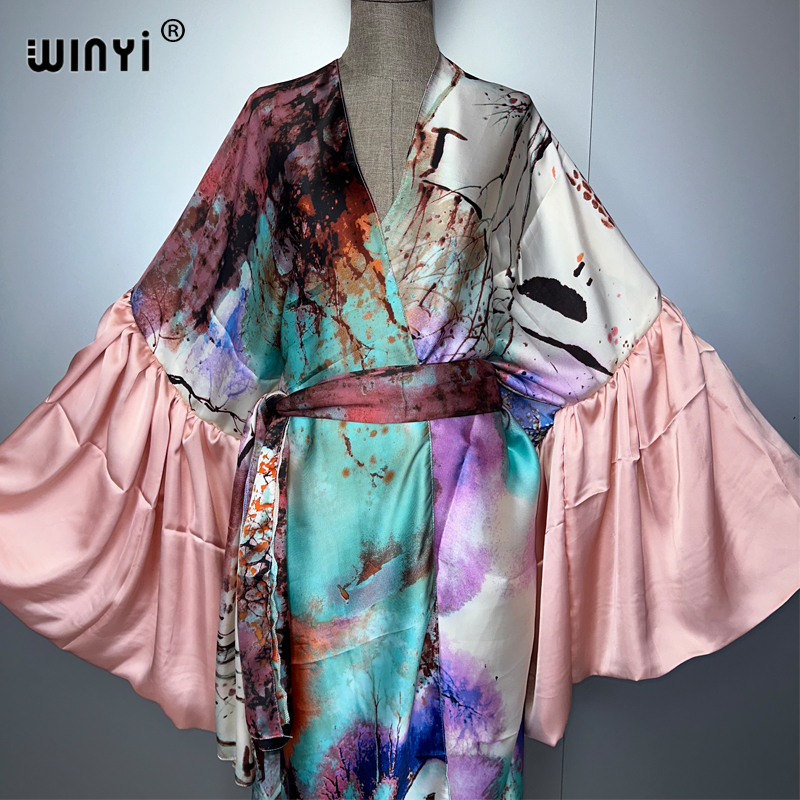 Winyi verão quimono vestido de - Cover Up Kaftan avaliação e preço