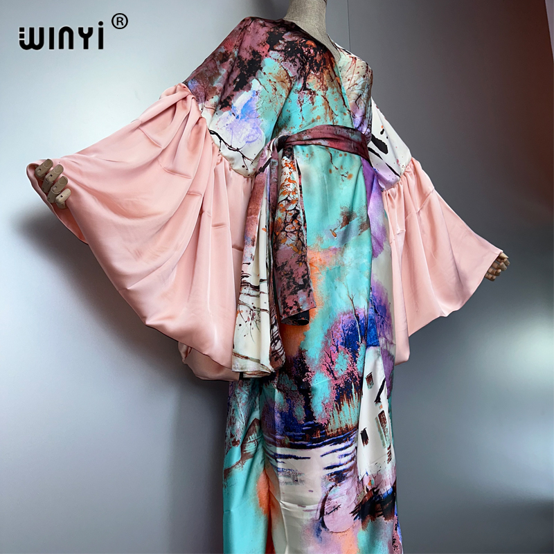 Winyi verão quimono vestido de - Cover Up Kaftan avaliação e preço